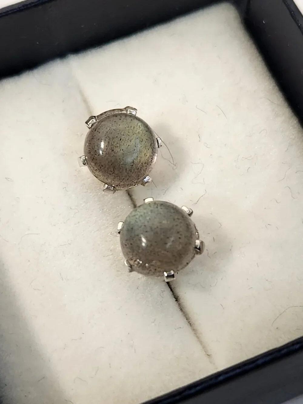 Natural Malagasy Labradorite 9mm Round Stud Earrings 925 Sterling Silver